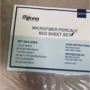 Milano LUXURY COLLECTIONS MICROFIBER PERCALE Queen BED SHEET SET